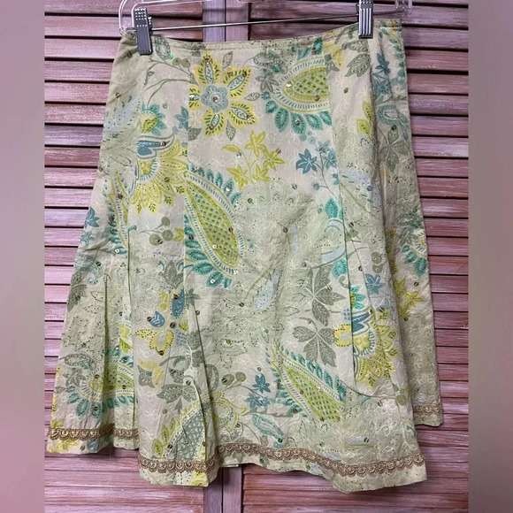 Express Women's Green and Gold Skirt - Picture 2 of 4